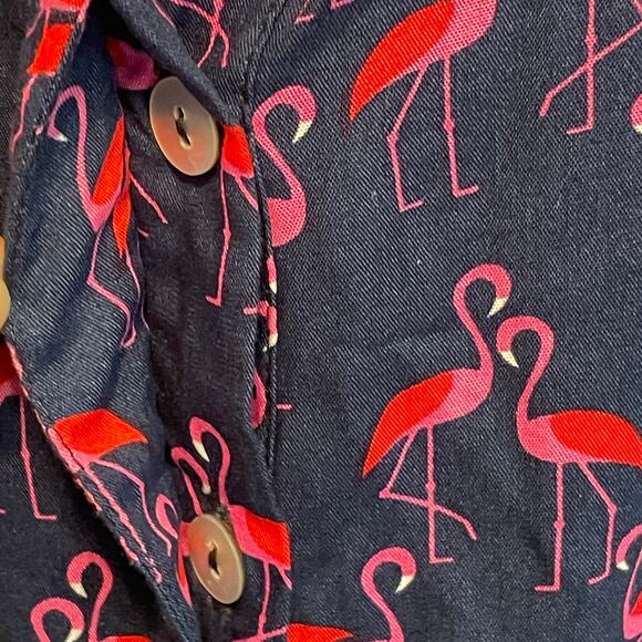 Escapada Flamingo Tank Women's Medium Navy Blue & Pink Novelty Bird Print Top - Picture 4 of 8